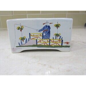 Delft Williamsburg Restoration Flower Frogs Asian 1973 & 1977 Holland 4.75"x2"